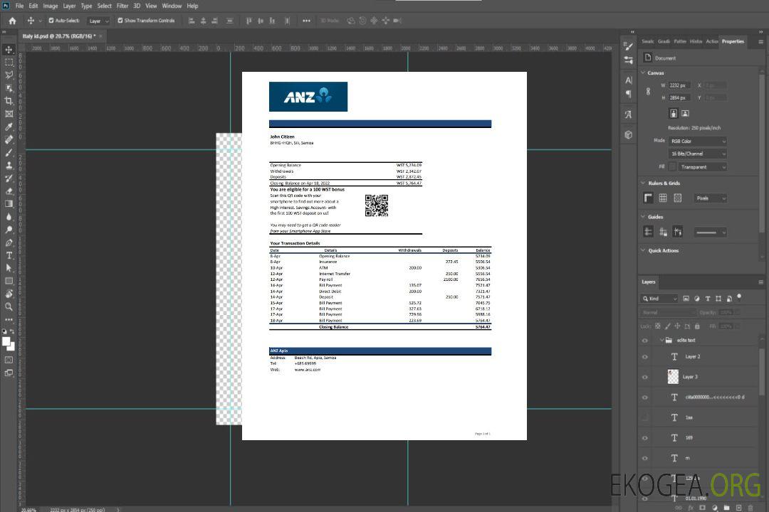 Relevé bancaire Samoa ANZ xls template Relevé bancaire Samoa ANZ xls template